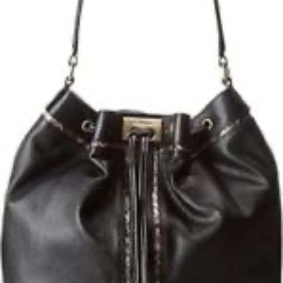 Foley & Corinna Black Leather Bag NEW Shoulder Bucket Handbag Purse $375. Retail - Picture 2 of 11